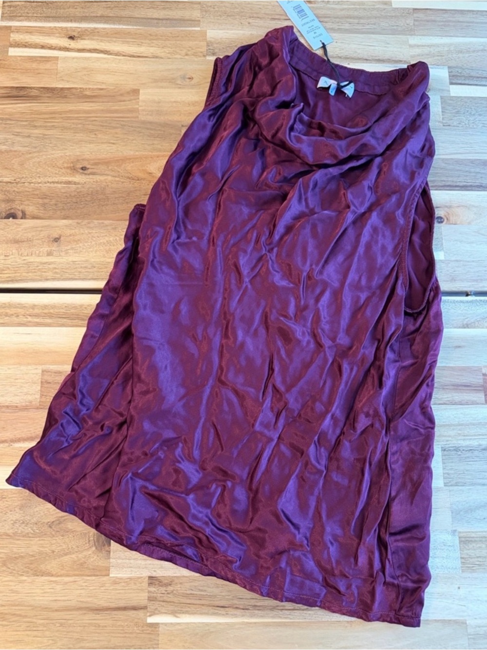 Michael Stars Satin-Like Cowl Neck Tank in Beetroot - Picture 4 of 4